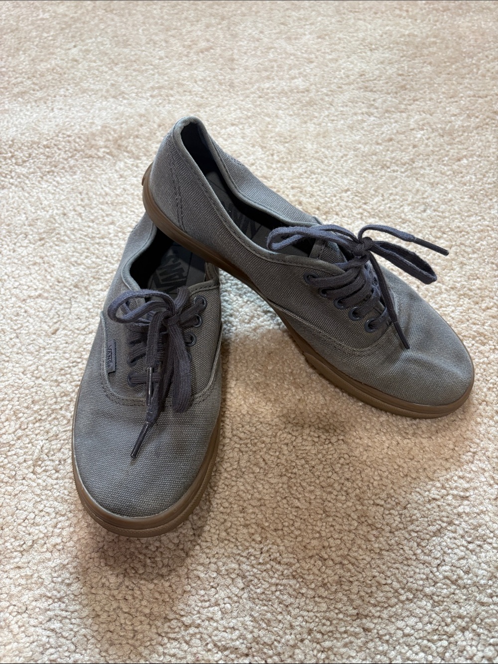 Vans Gray Canvas Low-Top Sneakers with Brown Sole